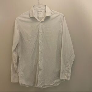 Calvin Klein Extreme Slim Fit Shirt 16 32/33 White Dot Print Dress Shirt